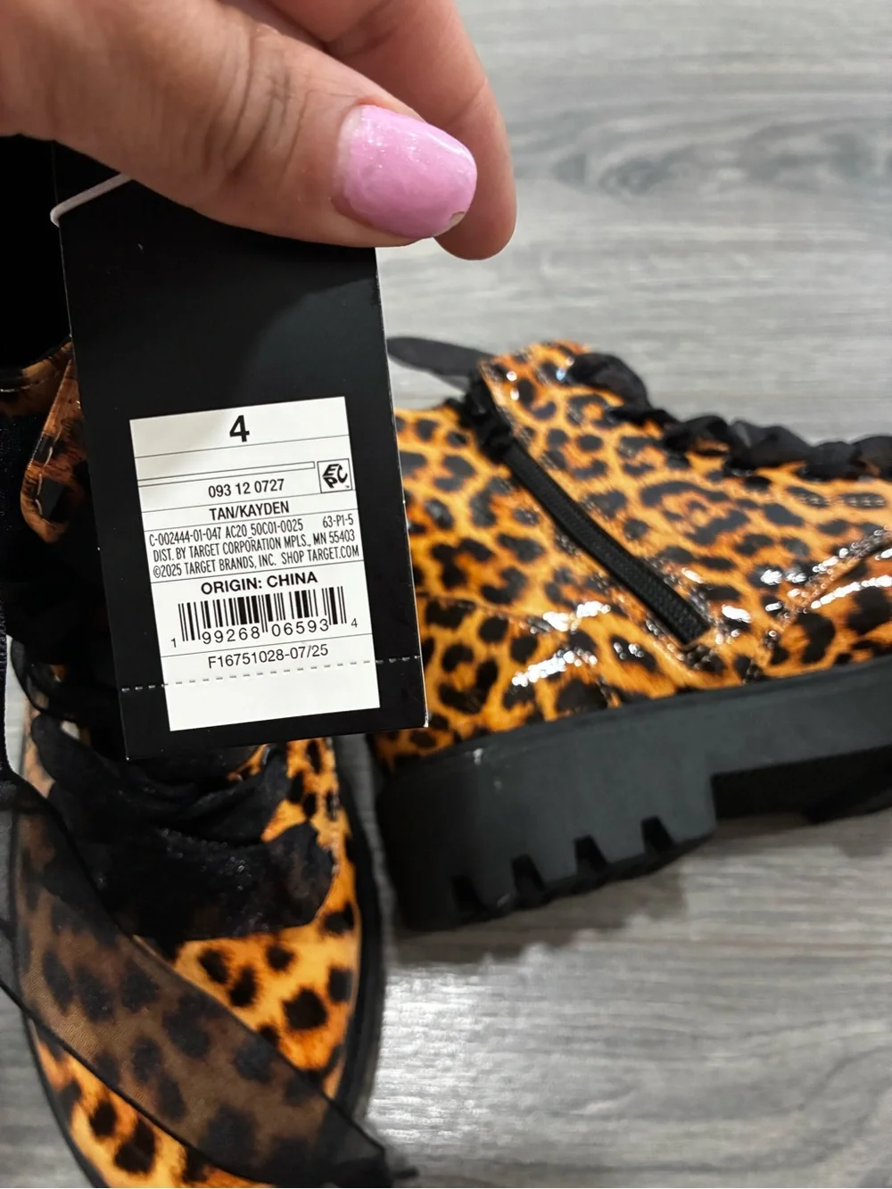 Leopard Print Lace-Up Ankle Boots - Girls